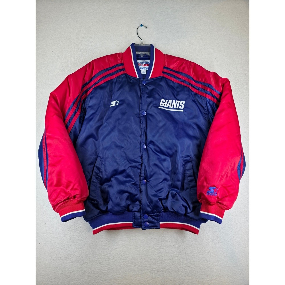 Vintage 90s NFL Pro Line Starter New York Giants Satin Bomber Jacket Large Heavy